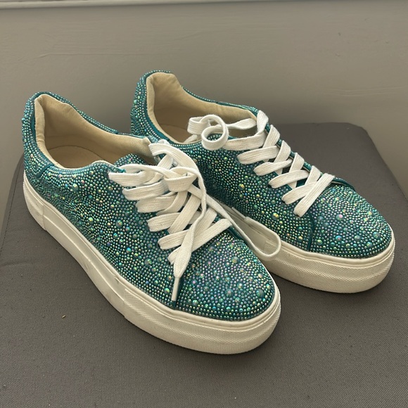 Betsey Johnson Sidny Scarpe Da Ginnastica Bambine E Ragazze - Sneaker Con Strass E Plateau, Chiusura Con Lacci